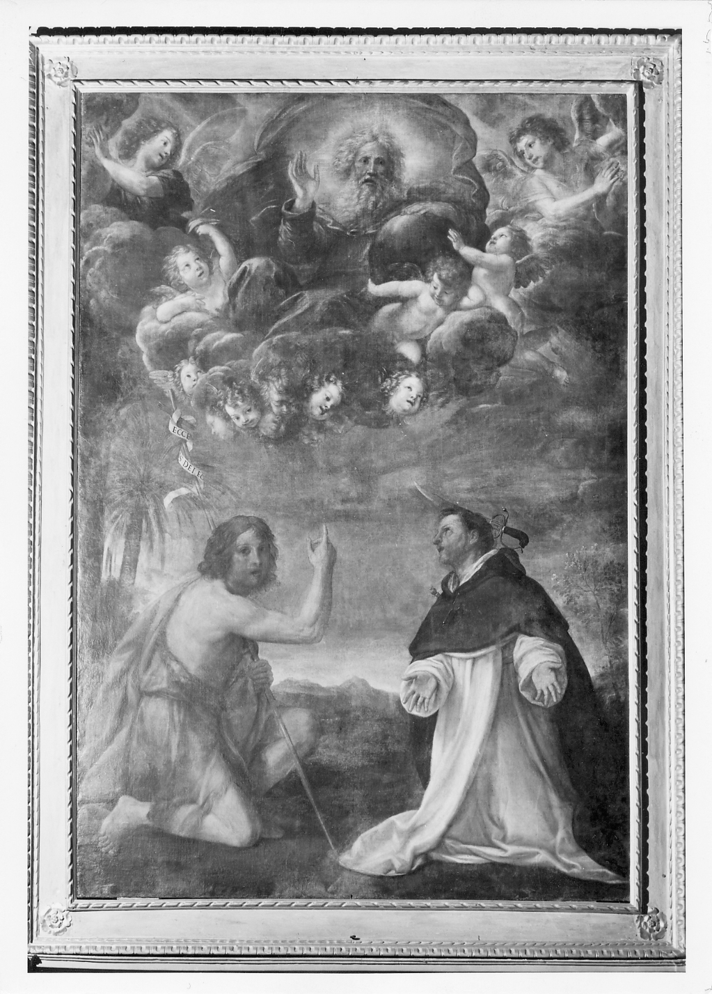 San Giovanni Battista, San Pietro martire e Dio Padre (pala d'altare) di Albani Francesco (sec. XVII)