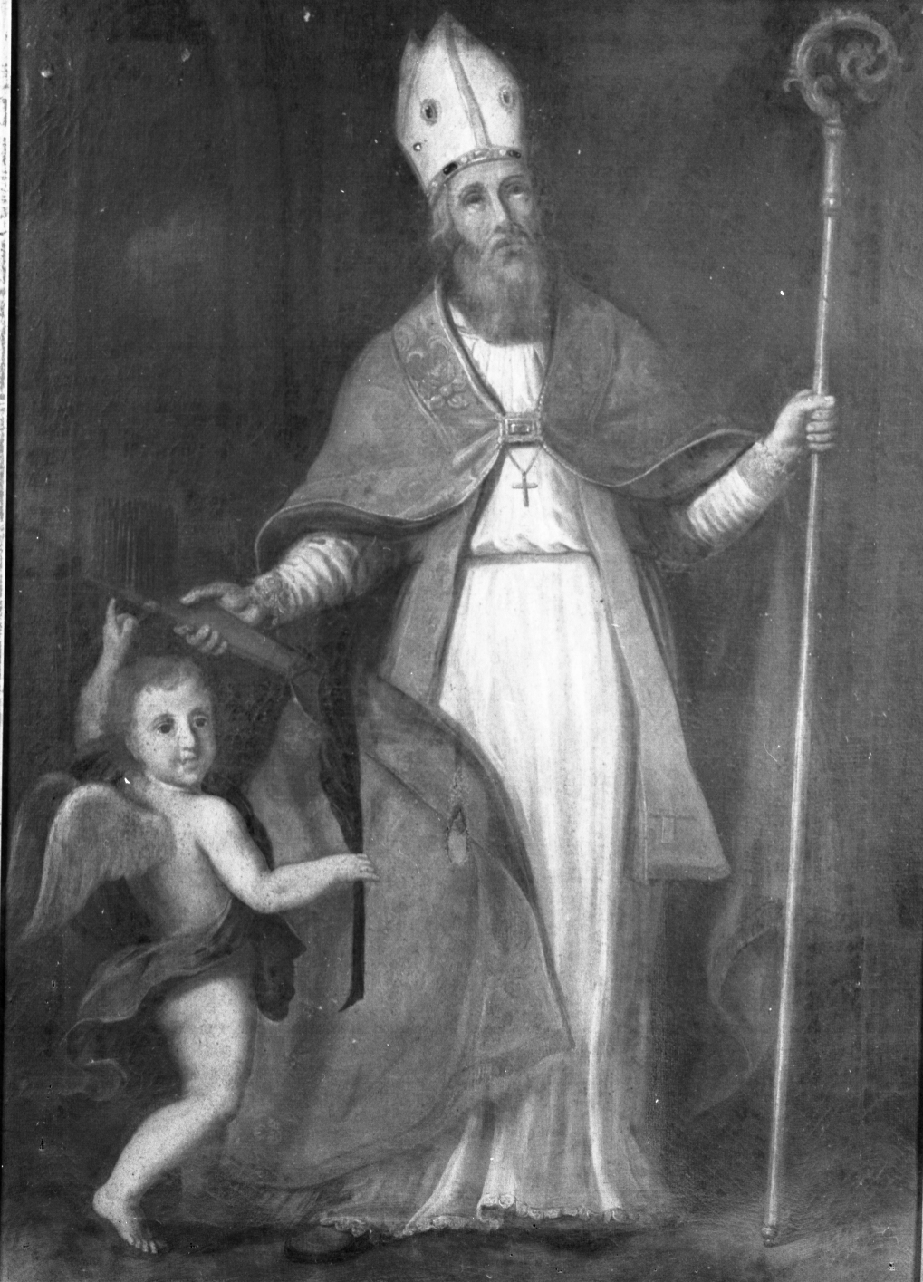 Santo vescovo e angelo (quadro d'altare) - ambito emiliano (prima metà sec. XVII)