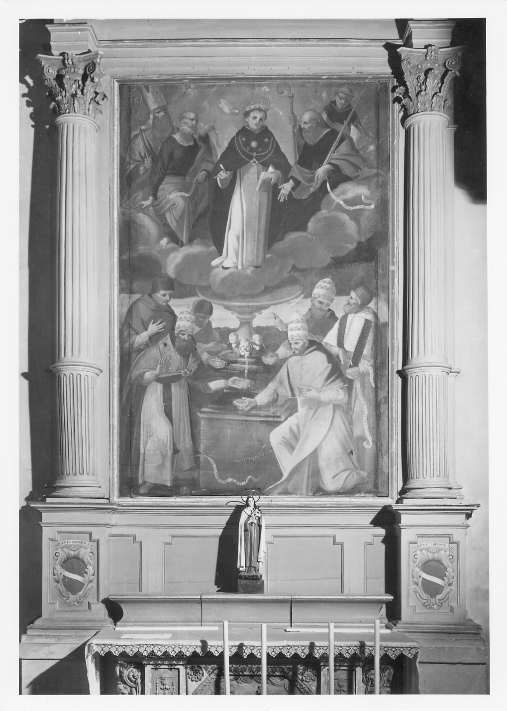 San Tommaso d'Aquino in gloria e Santi alla fonte della sapienza (pala d'altare) - ambito emiliano-romagnolo (seconda metà sec. XVIII)