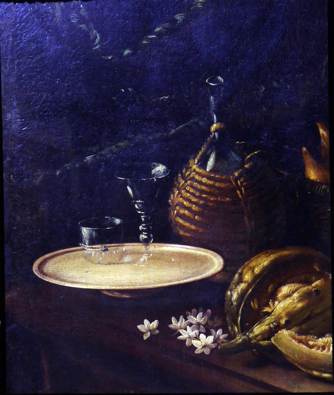 natura morta con bicchieri, fiasco e cesto di fichi, natura morta con frutta (dipinto) di Cittadini Pietro Francesco detto Milanese (attribuito) (metà sec. XVIII)