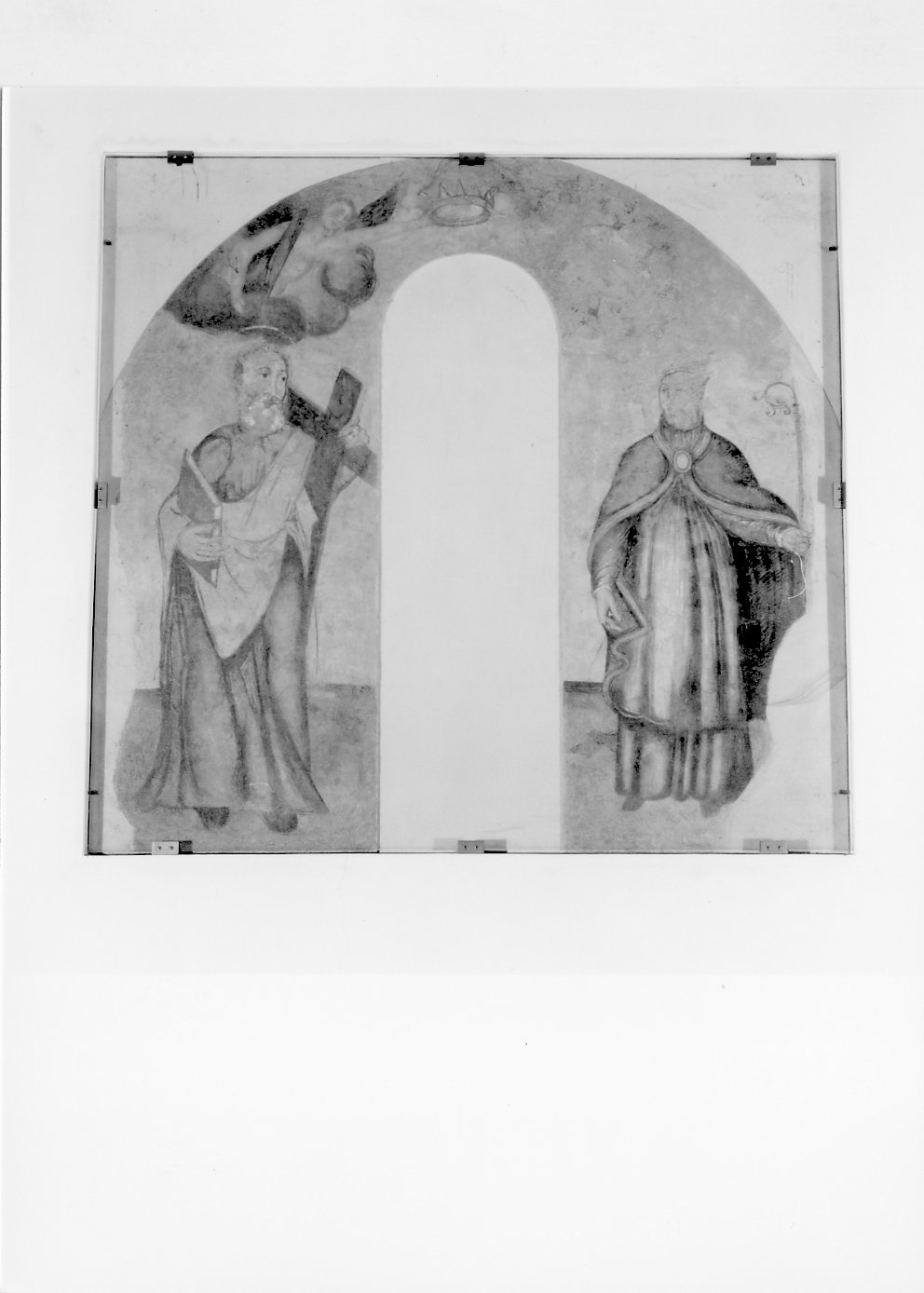 Sant'Andrea e Santo vescovo (dipinto murale) - ambito emiliano-romagnolo (sec. XVI)