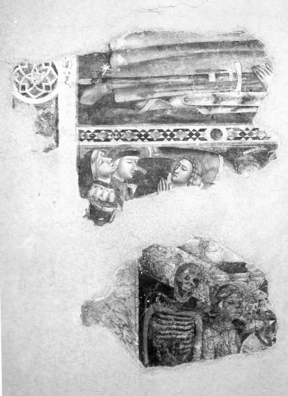San Giuliano e leggenda dei tre vivi e dei tre morti (dipinto murale, frammento) - ambito riminese (inizio sec. XIV)