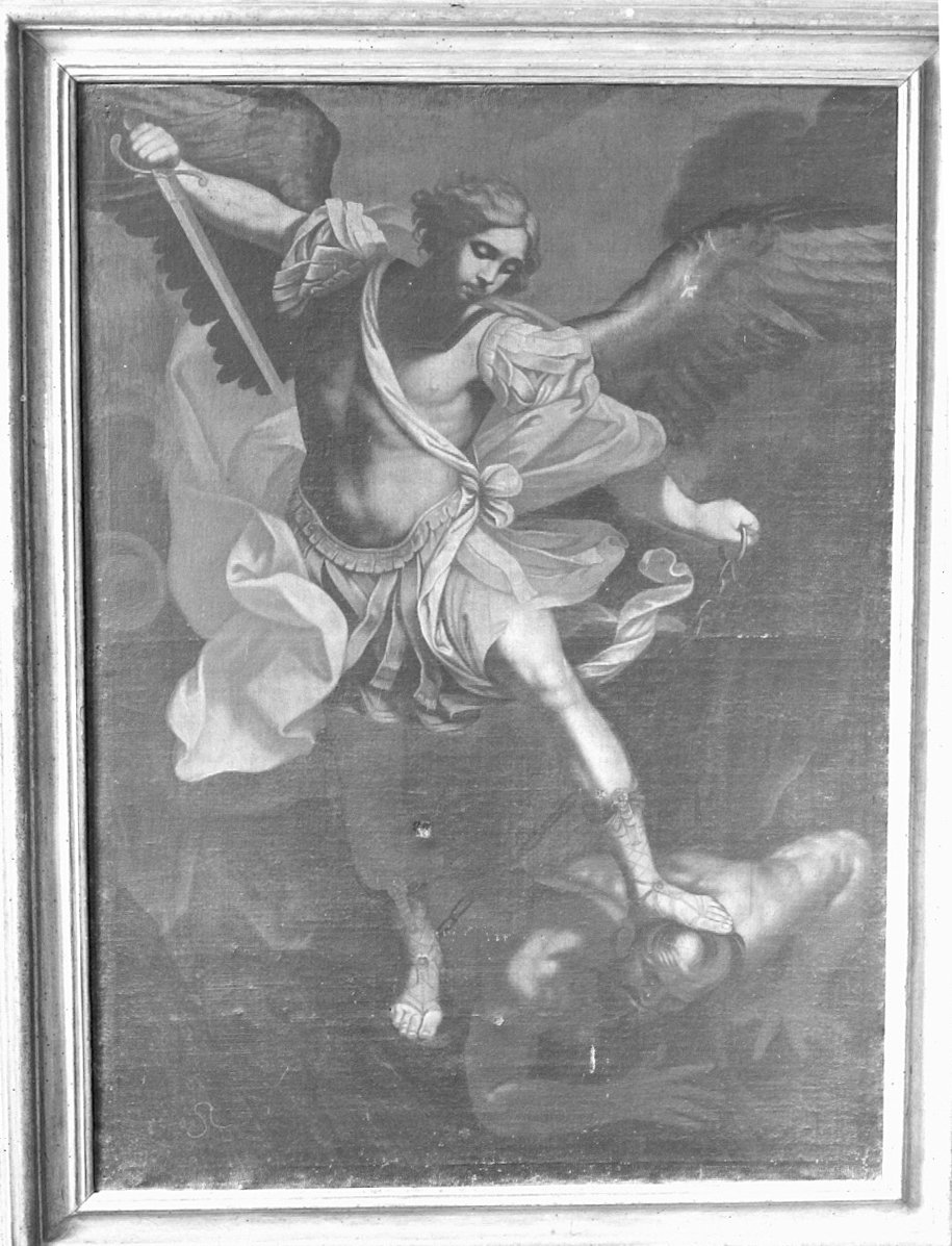 San Michele Arcangelo combatte contro Satana (dipinto) - ambito emiliano-romagnolo (sec. XVIII)