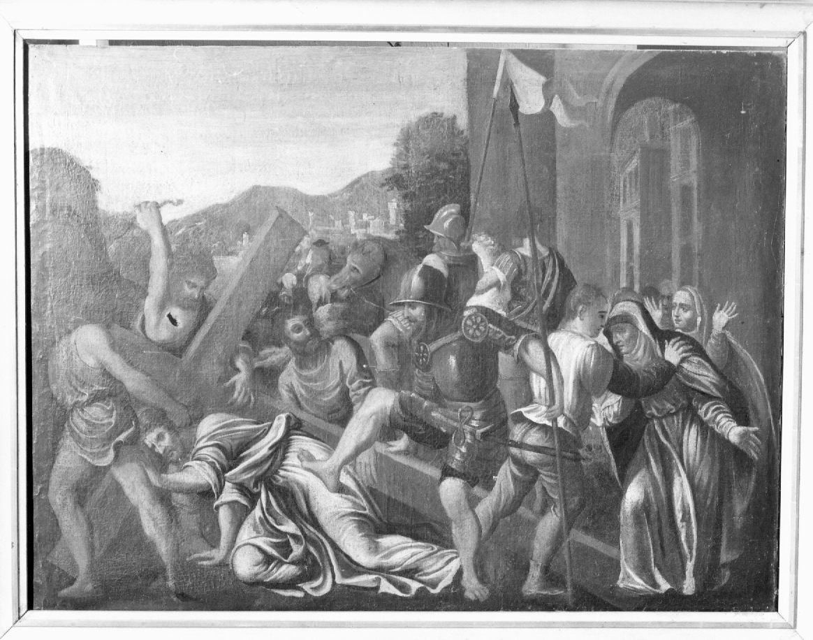 Cristo cade sotto la croce (dipinto) - ambito emiliano-romagnolo (inizio sec. XVIII)
