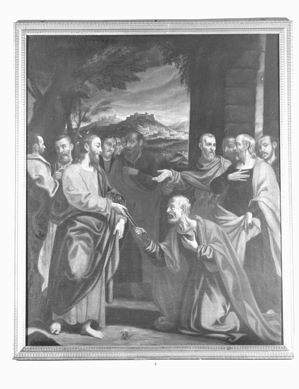 Cristo consegna le chiavi a San Pietro (dipinto) - ambito emiliano-romagnolo (sec. XVIII)