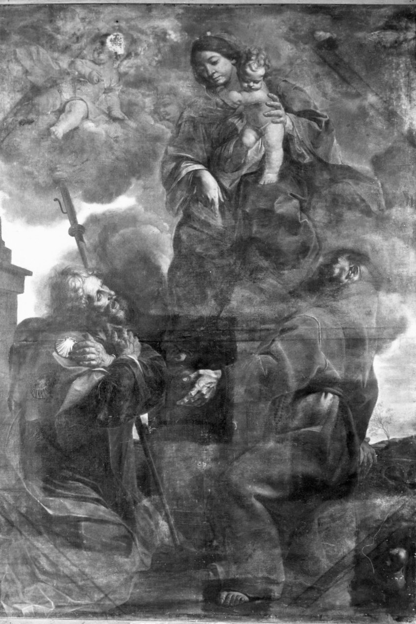 Madonna col Bambino, San Giacomo e San Francesco (pala d'altare) di Savolini Cristoforo (sec. XVII)