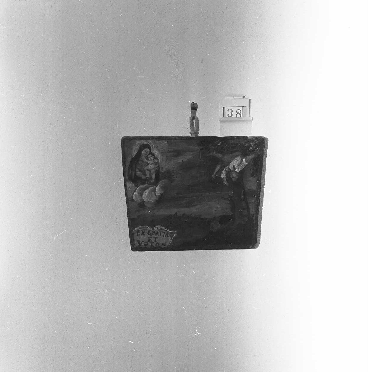 Madonna con Bambino/ miracolo della Madonna (ex voto) - ambito emiliano-romagnolo (sec. XVIII)