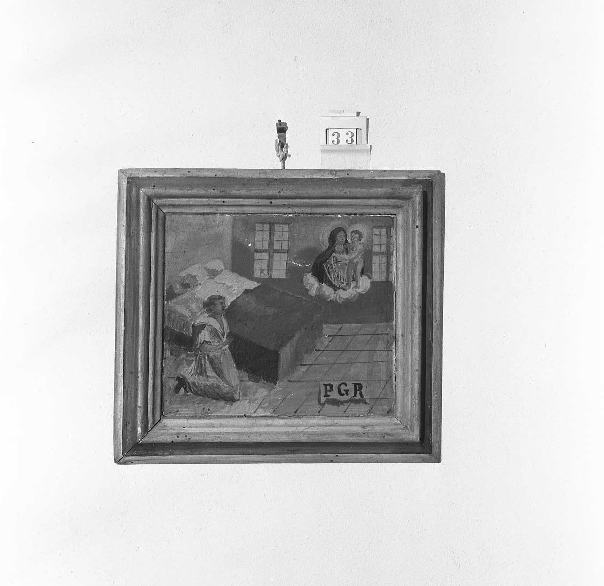 Madonna con Bambino/ miracolo della Madonna (ex voto) - ambito emiliano-romagnolo (sec. XVIII)