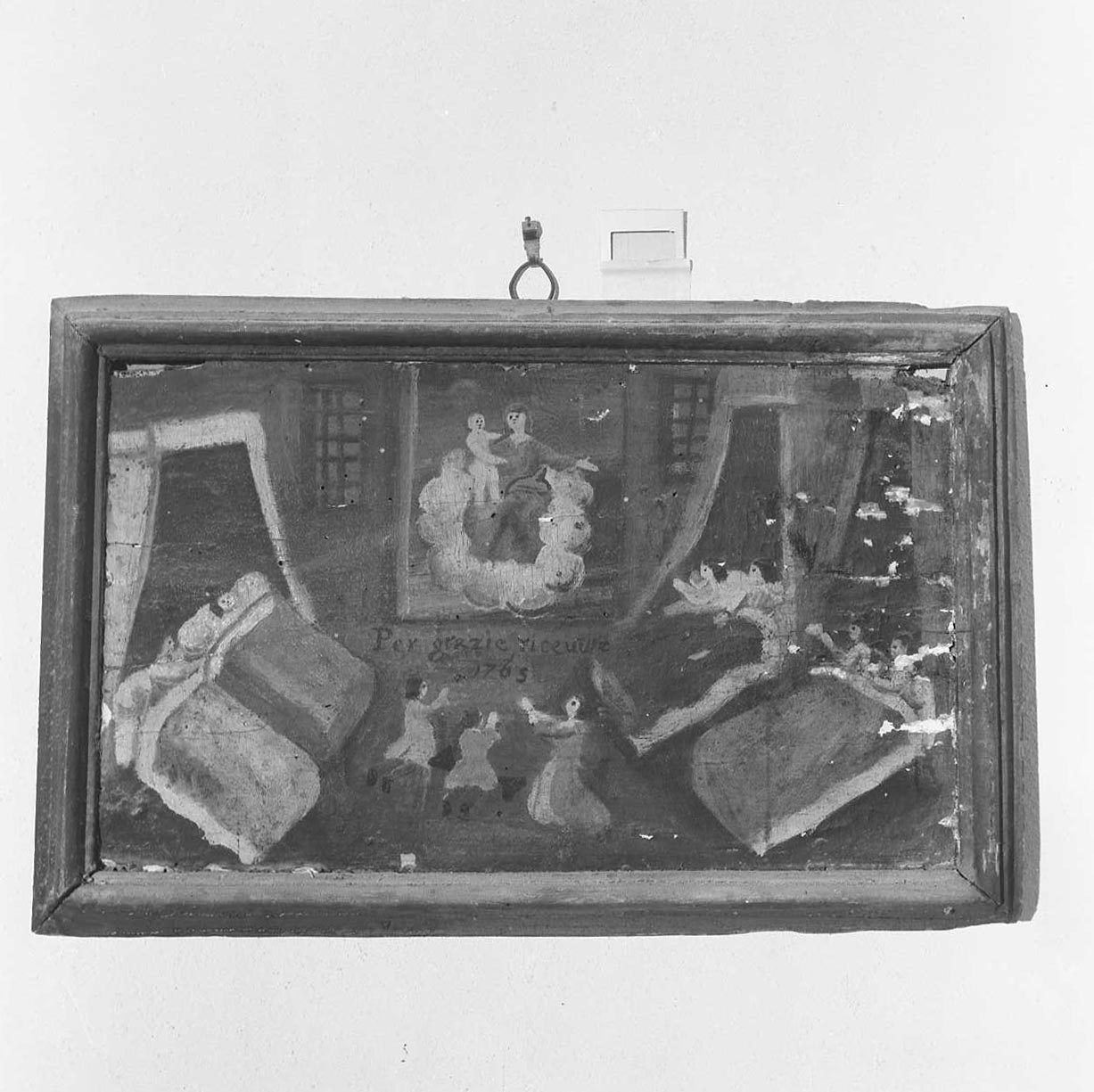 Madonna con Bambino/ miracolo della Madonna (ex voto) - ambito emiliano-romagnolo (sec. XVIII)