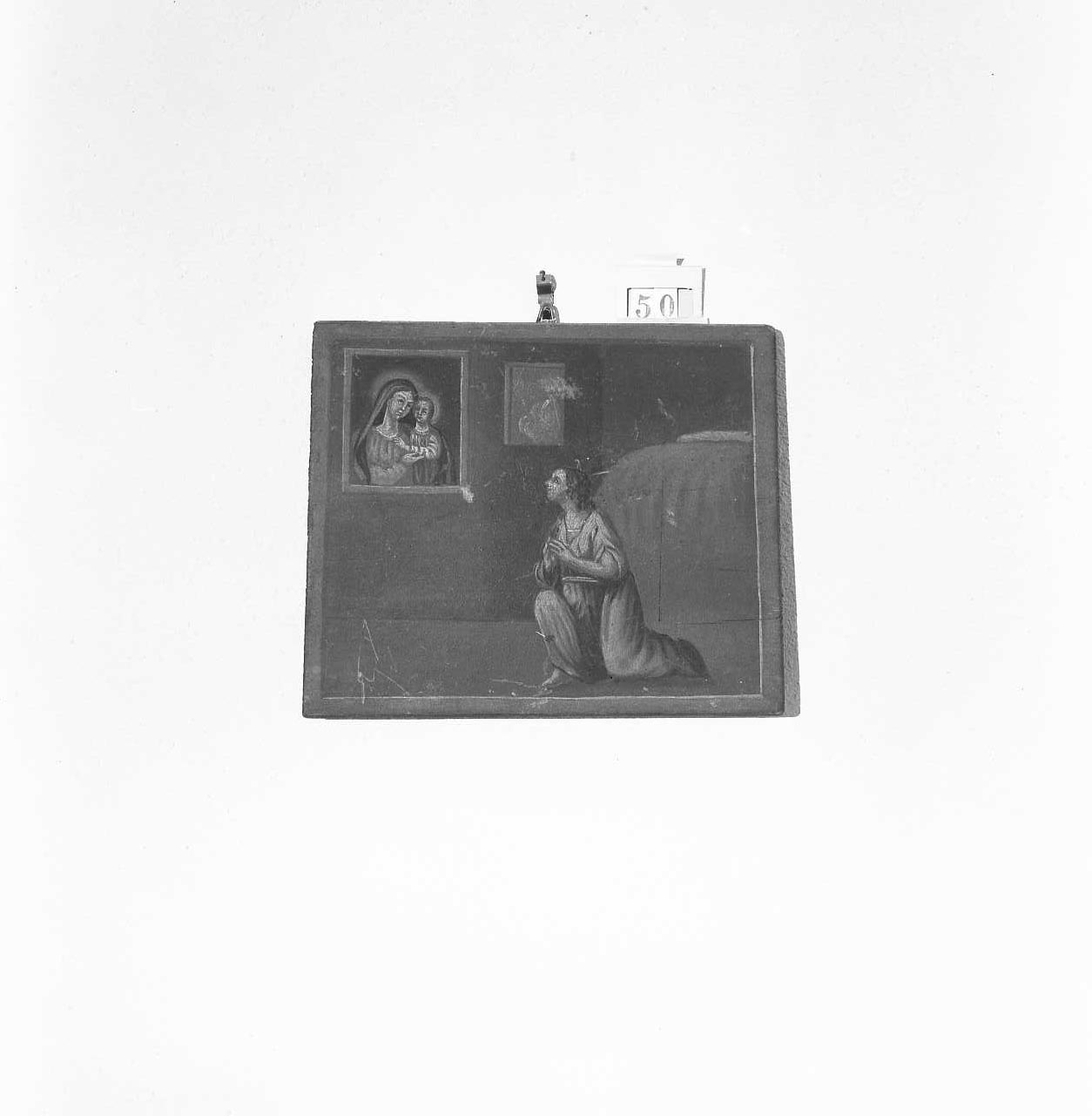 Madonna con Bambino/ miracolo della Madonna (ex voto) - ambito emiliano-romagnolo (fine/inizio secc. XVIII/ XIX)