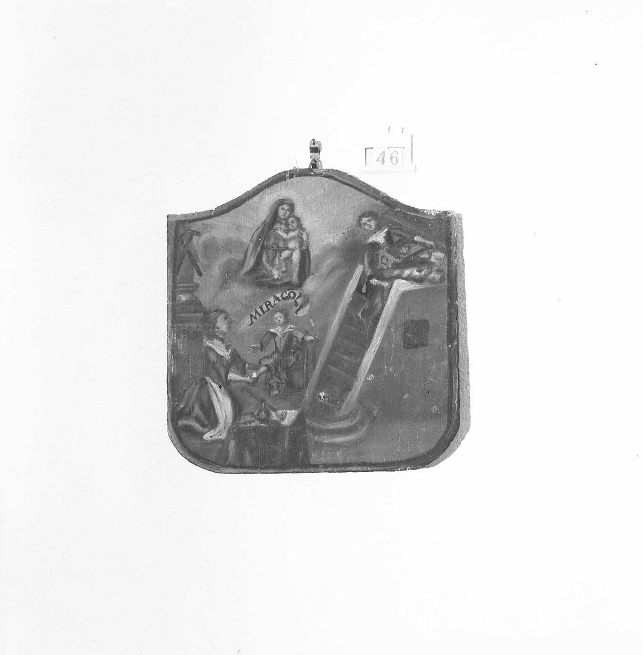 Madonna con Bambino/ miracolo della Madonna (ex voto) - ambito emiliano-romagnolo (sec. XVIII)