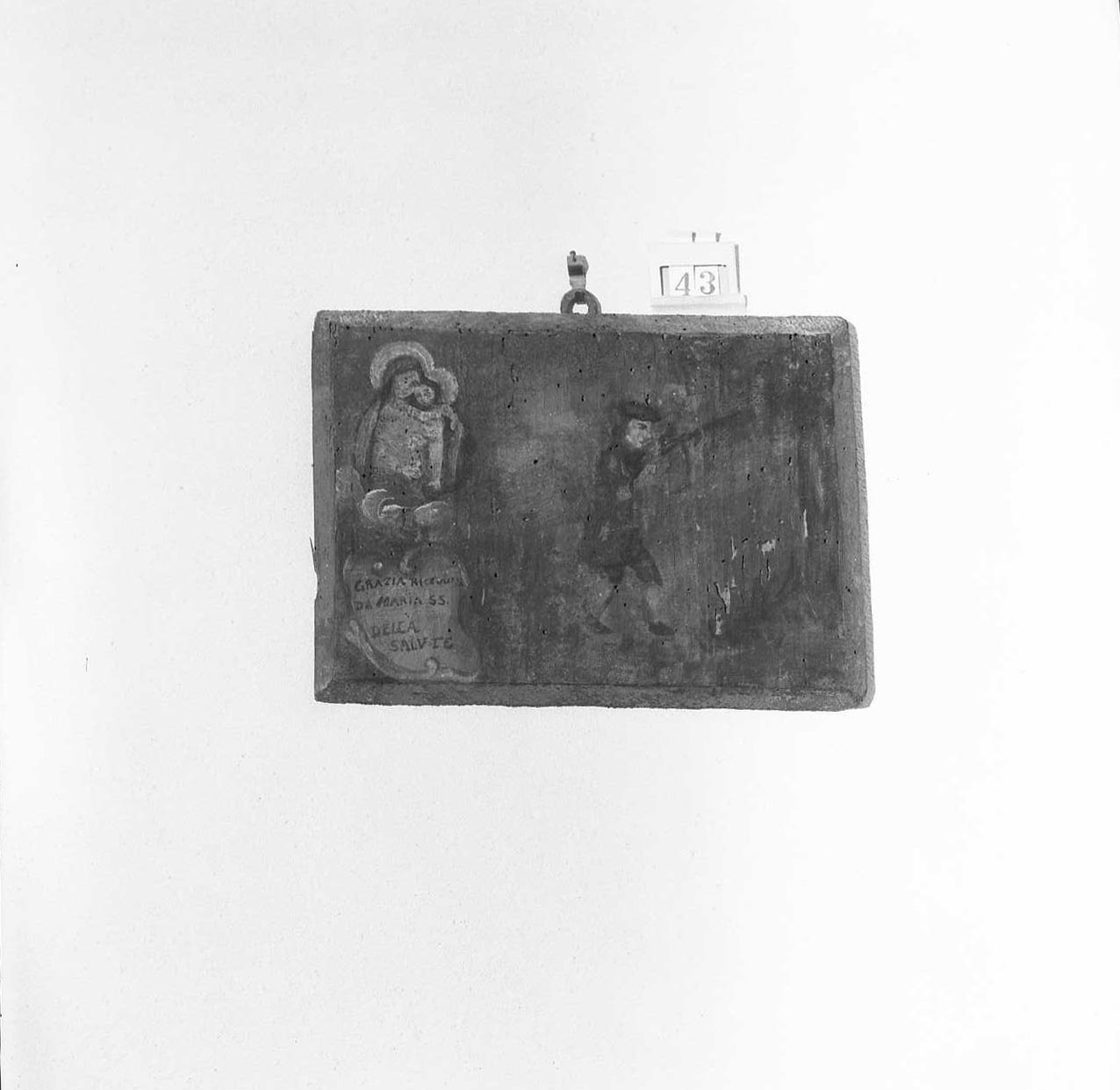 Madonna con Bambino/ miracolo della Madonna (ex voto) - ambito emiliano-romagnolo (sec. XVIII)