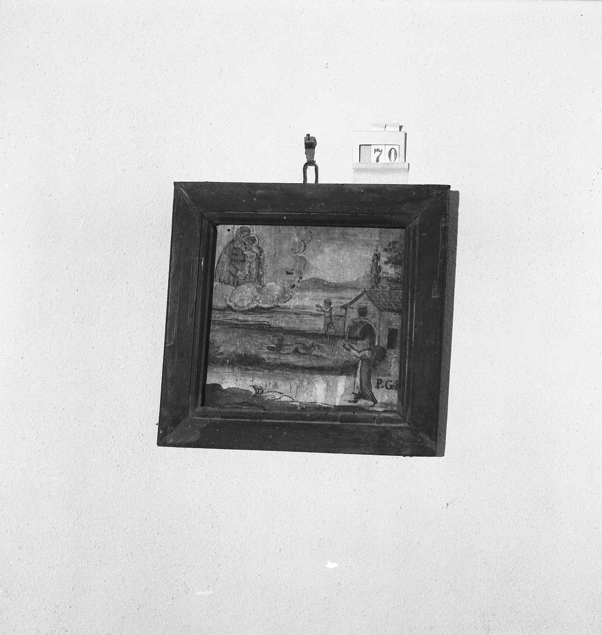 Madonna con Bambino/ miracolo della Madonna (ex voto) - ambito emiliano-romagnolo (sec. XIX)