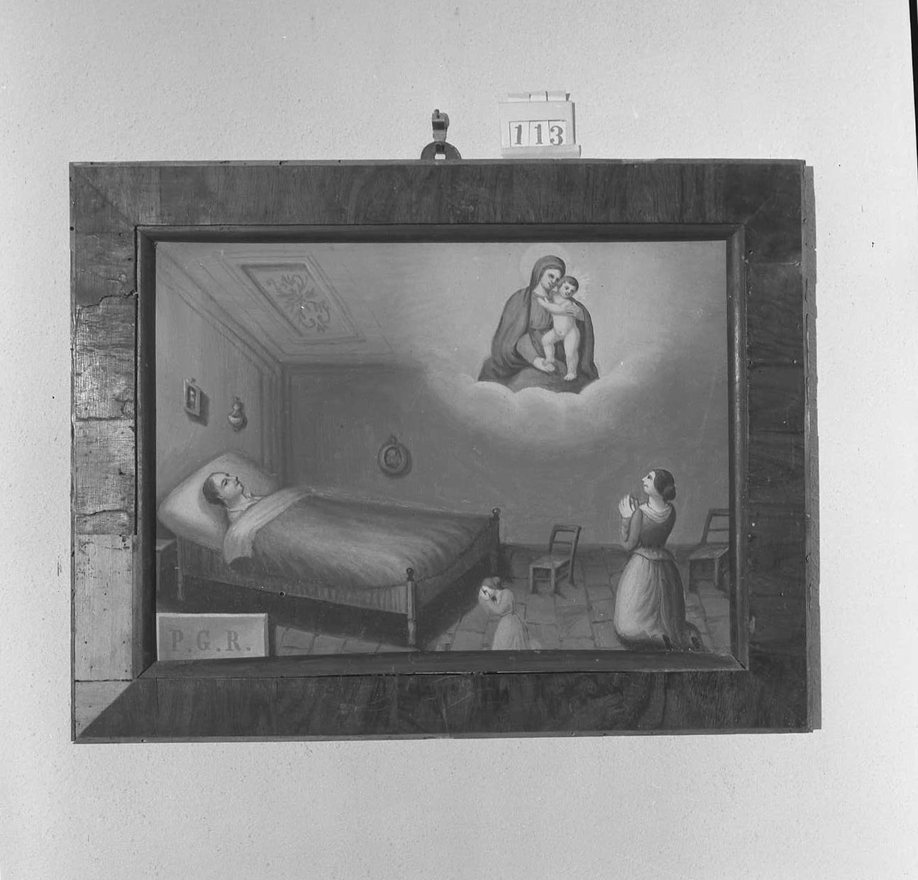 Madonna con Bambino/ miracolo della Madonna (ex voto) - ambito emiliano-romagnolo (seconda metà sec. XIX)