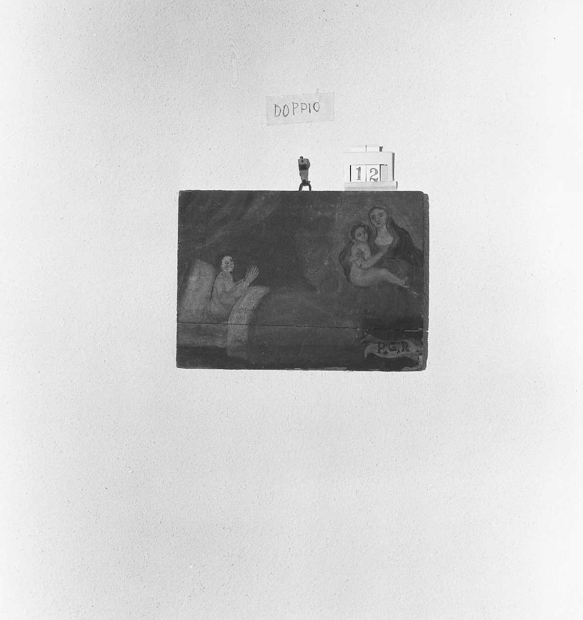 Madonna con Bambino/ miracolo della Madonna (ex voto) - ambito emiliano-romagnolo (sec. XVIII)