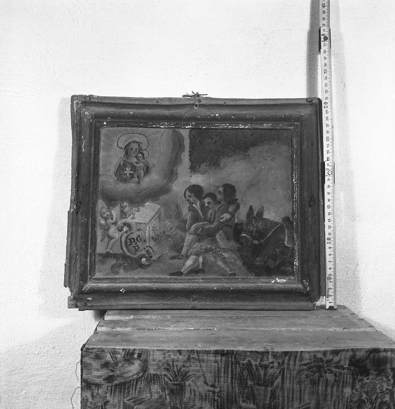 Madonna con Bambino/ miracolo della Madonna (ex voto) - ambito emiliano-romagnolo (sec. XVIII)