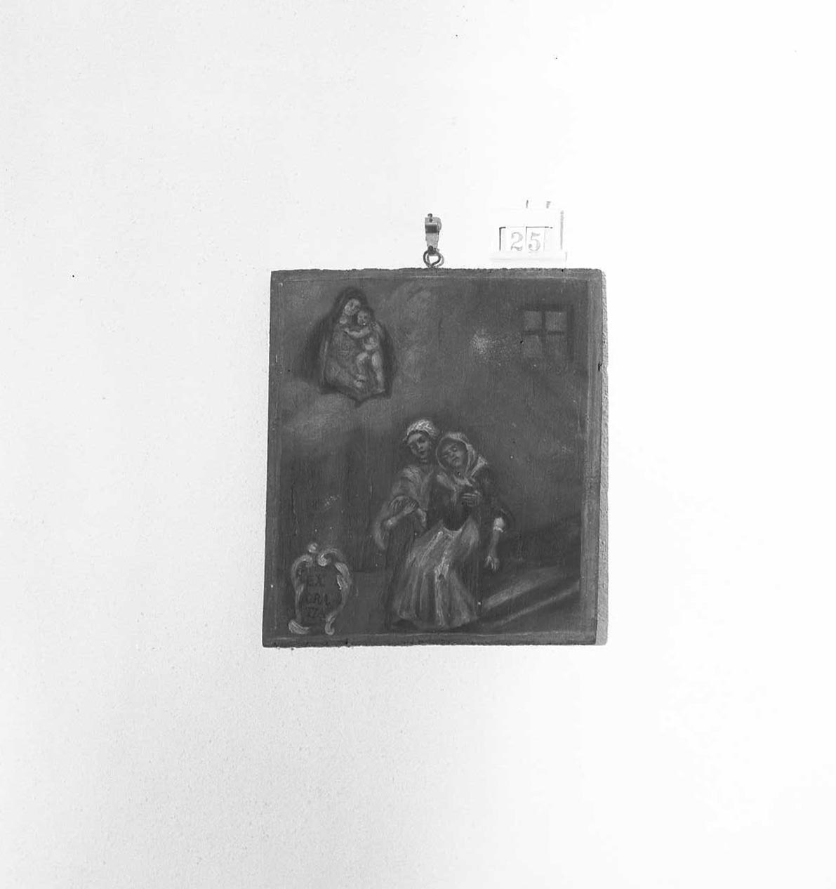 Madonna con Bambino/ miracolo della Madonna (ex voto) - ambito emiliano-romagnolo (sec. XVIII)