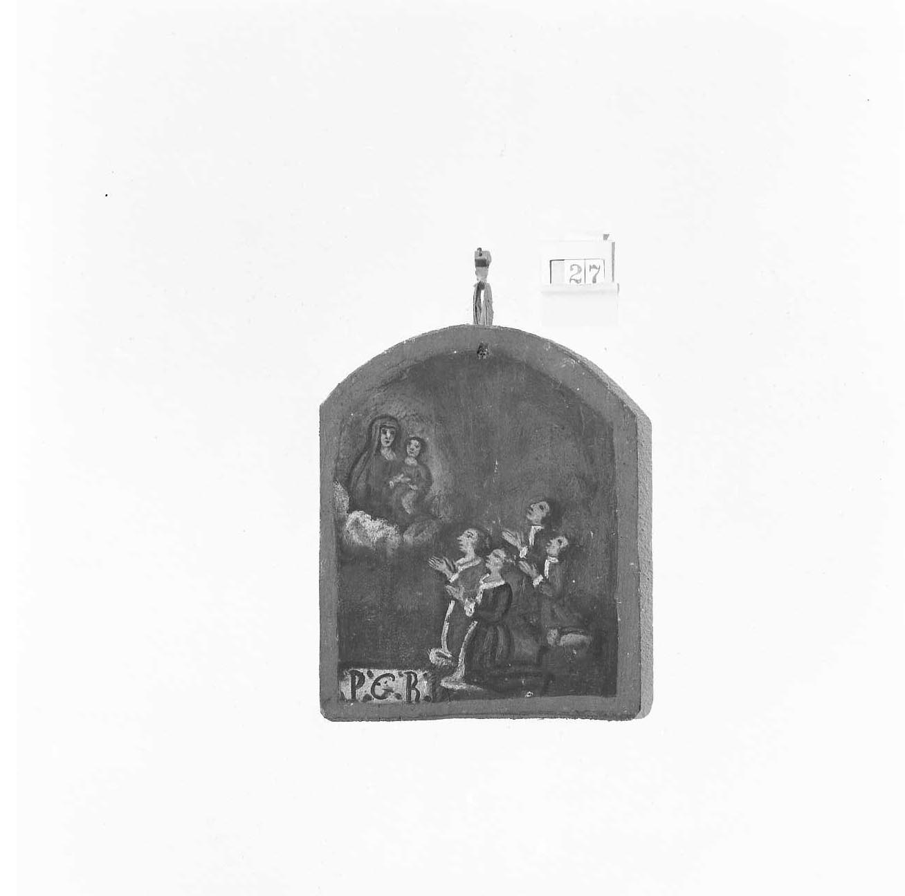 Madonna con Bambino/ miracolo della Madonna (ex voto) - ambito emiliano-romagnolo (sec. XVIII)