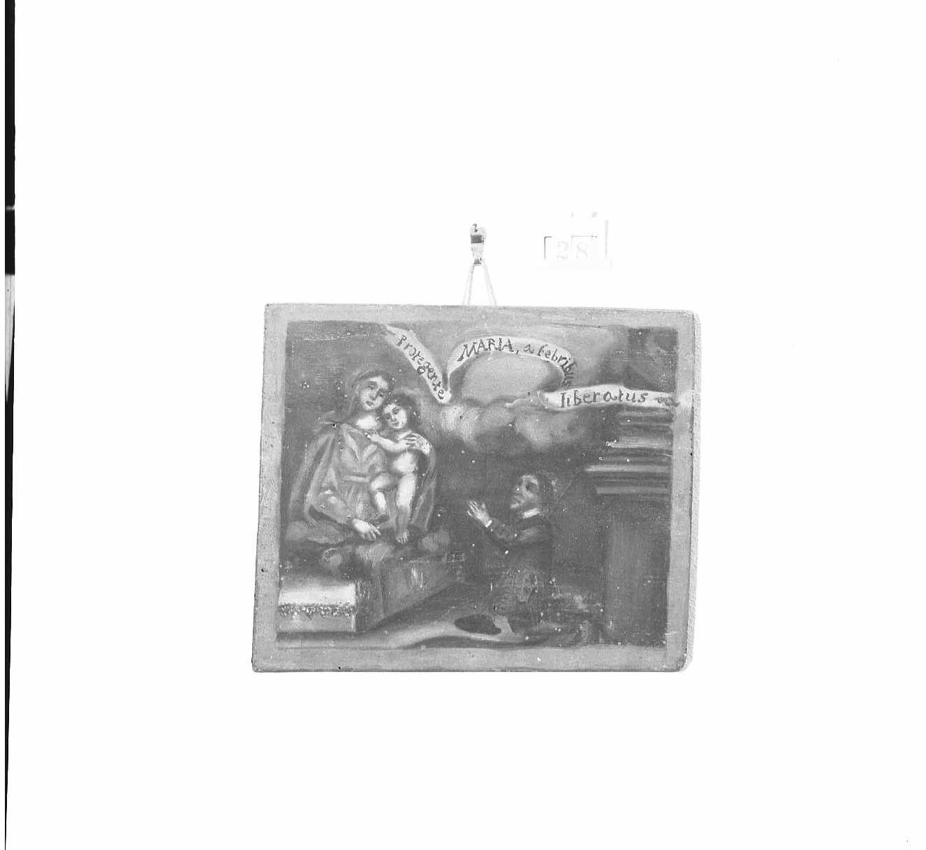 Madonna con Bambino/ miracolo della Madonna (ex voto) - ambito emiliano-romagnolo (seconda metà sec. XVIII)