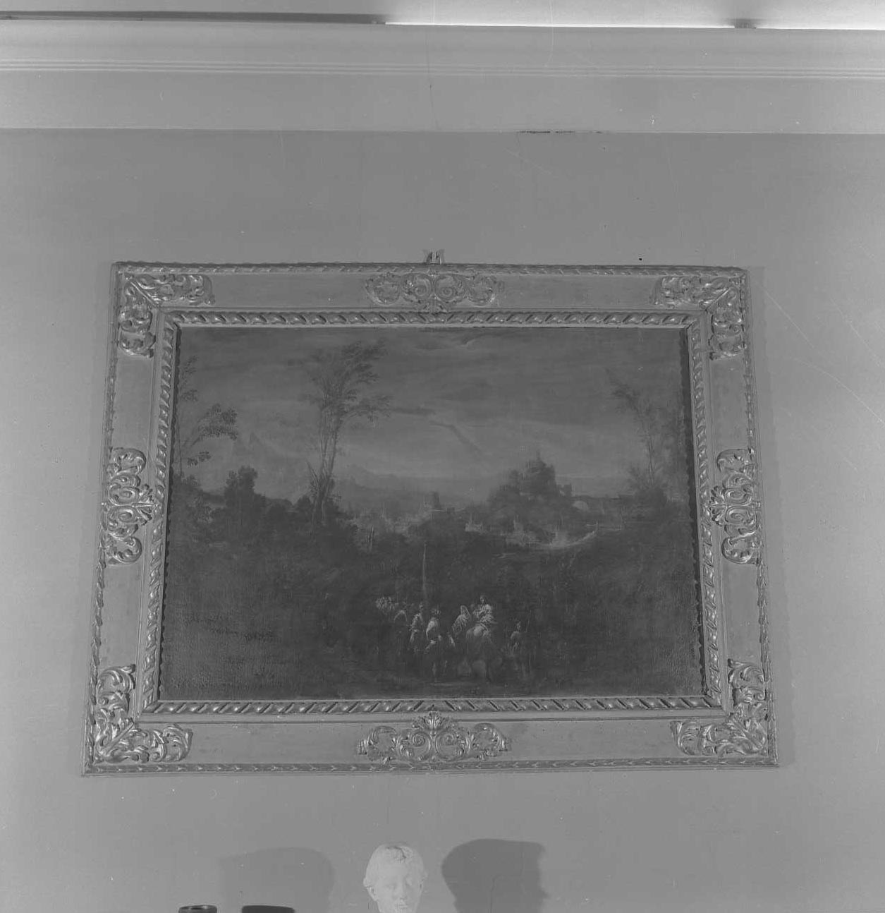 paesaggio con Erode in caccia di Gesù Bambino (dipinto, pendant) di Donducci Giovanni Andrea detto Mastelletta (attribuito) (sec. XVII)