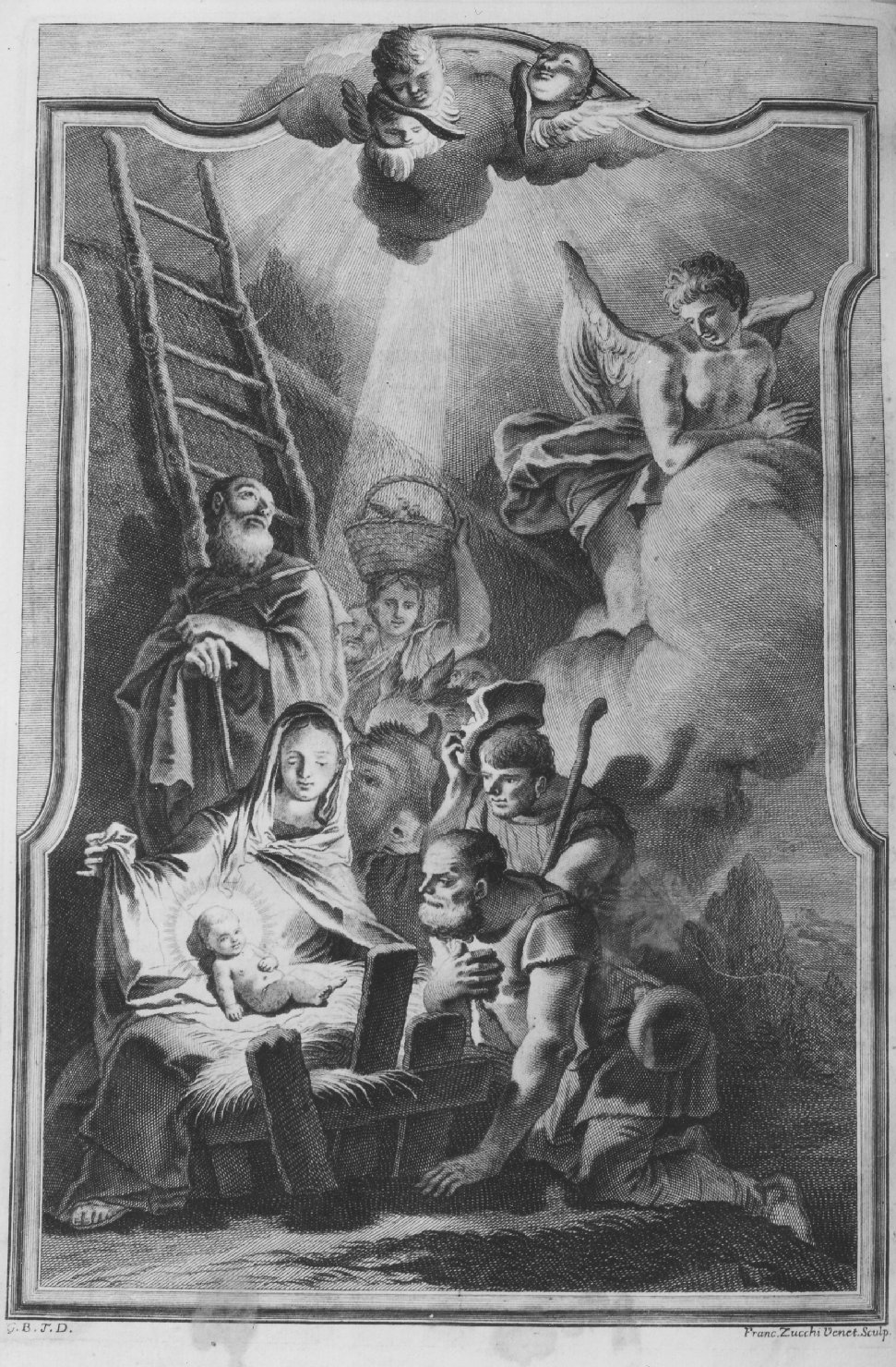 natività di Gesù (decorazione a incisione, elemento d'insieme) di Poleti Andrea, Zucchi Francesco (sec. XVIII)