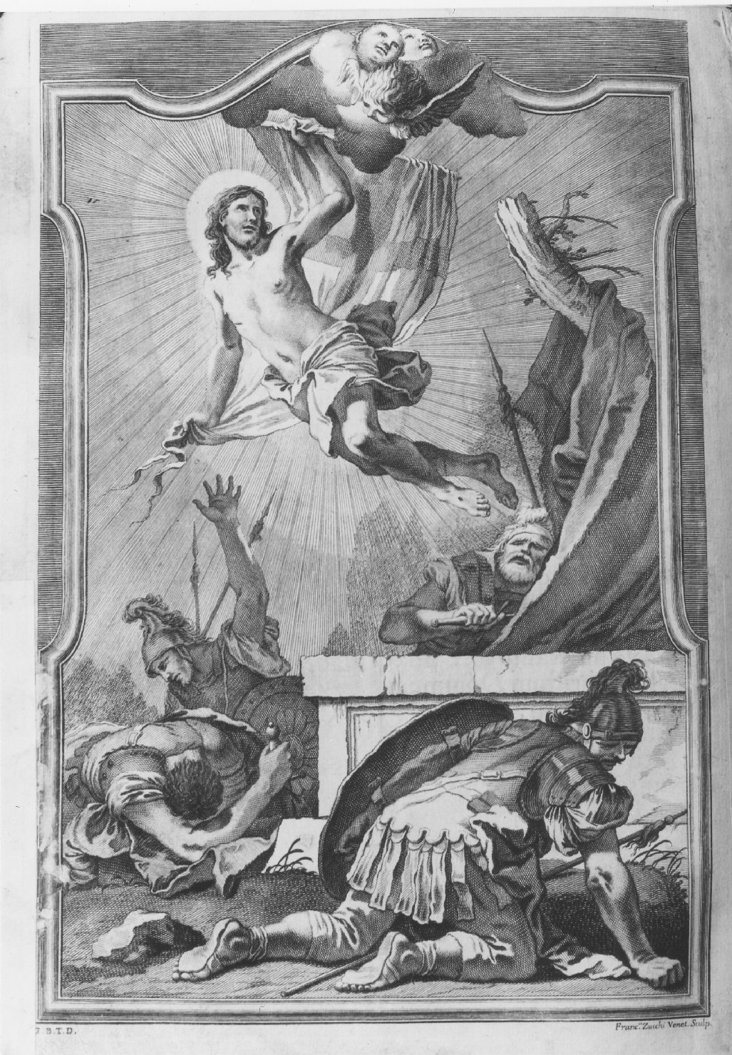 resurrezione di Cristo (decorazione a incisione, elemento d'insieme) di Poleti Andrea, Zucchi Francesco (sec. XVIII)