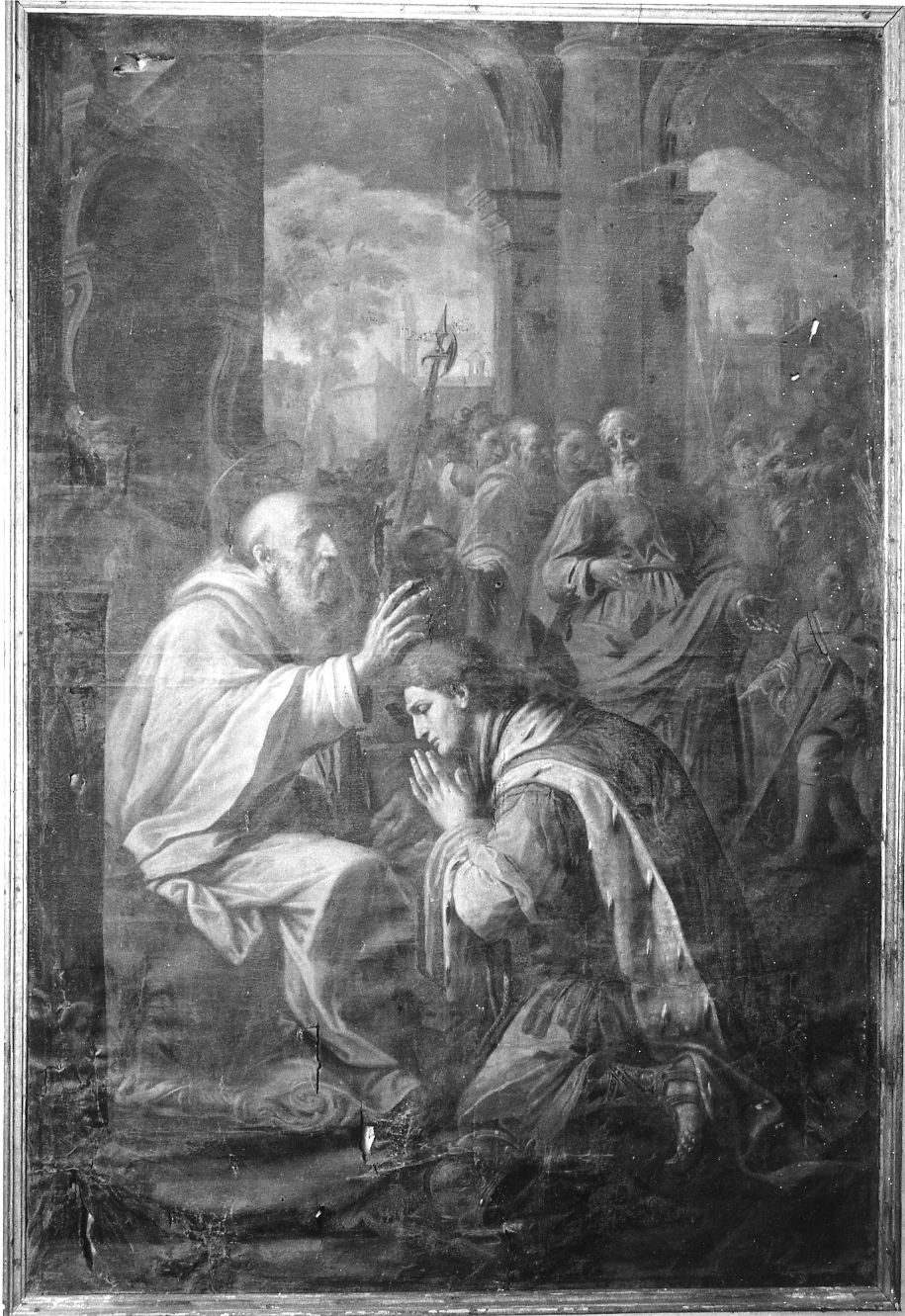 San Romualdo/ Ottone III (pala d'altare) di Marchetti Giuseppe (attribuito) (sec. XVIII)
