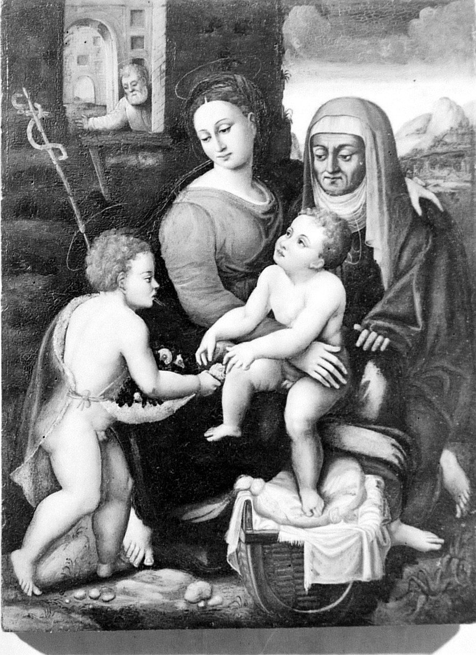 Sacra Famiglia con San Giovannino e Sant'Elisabetta (dipinto) - ambito emiliano-romagnolo (seconda metà sec. XVI)