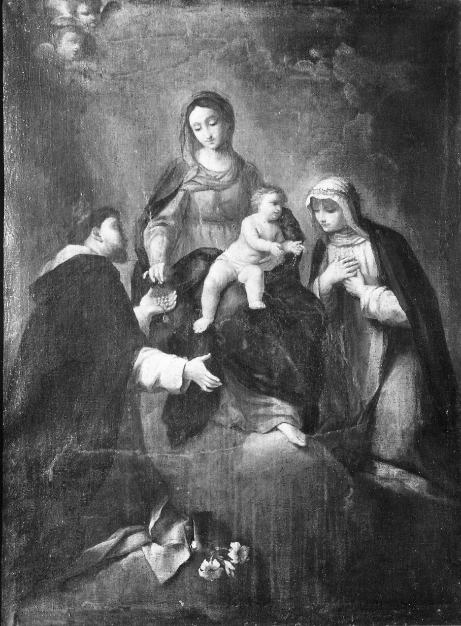 Madonna con Bambino/ San Domenico/ Santa Caterina (dipinto) - ambito emiliano-romagnolo (?) (sec. XVII)