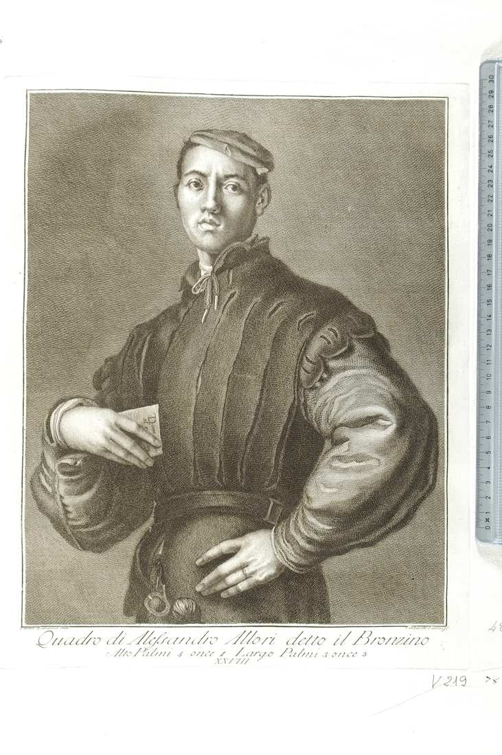 ritratto di giovane uomo (stampa) di Allori Alessandro, Lorenzi Lorenzo, Vanni Violante (sec. XVIII)