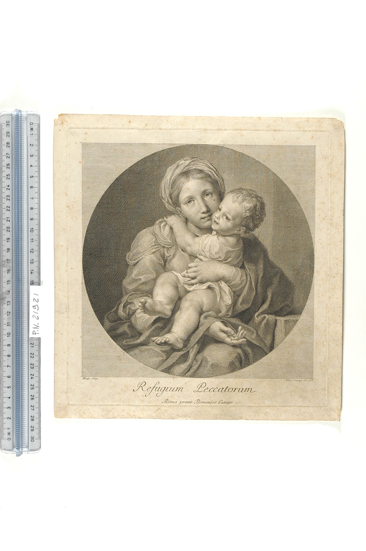 Madonna con Bambino (stampa) di Mengs Anton Raphael, Cunego Domenico (sec. XVIII)