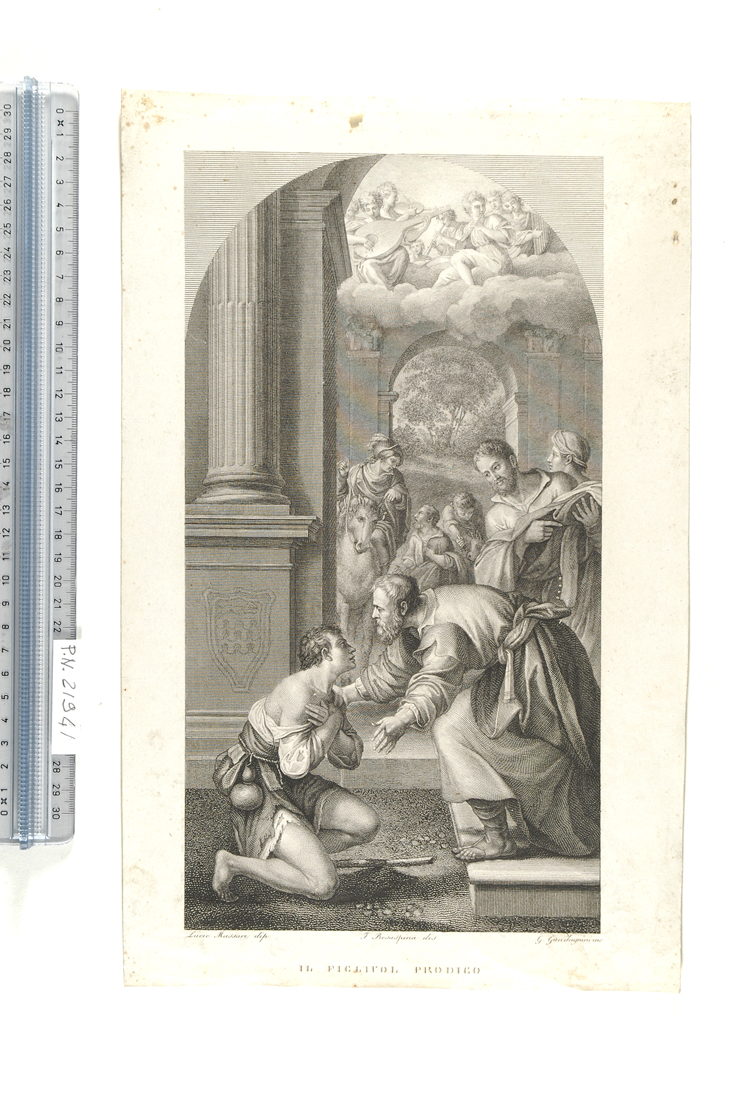 ritorno del figliol prodigo (stampa smarginata) di Massari Lucio, Rosaspina Francesco, Guadagnini Francesco (sec. XIX)