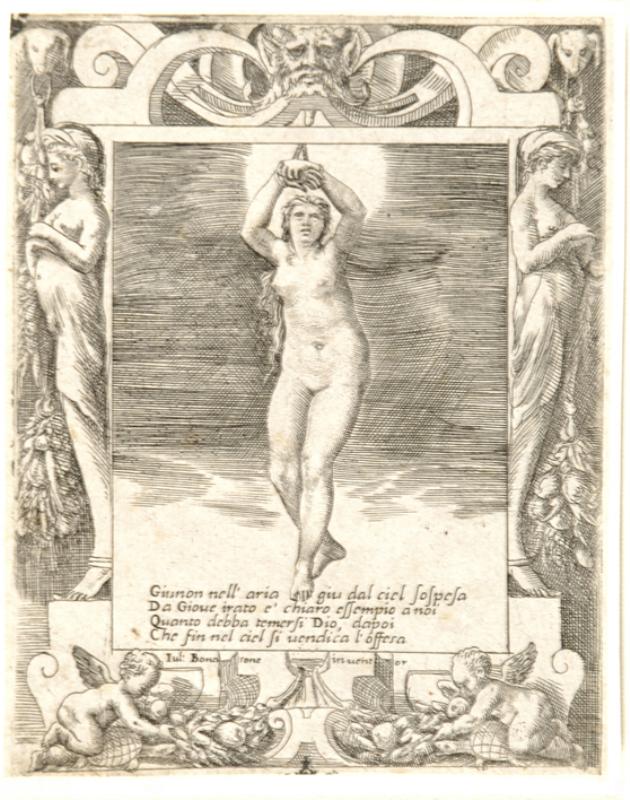 Giunone sospesa nell'aria (stampa smarginata) di Bonasone Giulio (sec. XVI)