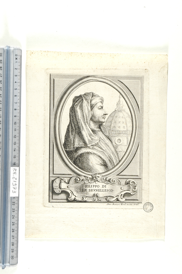 ritratto di Filippo Brunelleschi (stampa) di Rotari Pietro (sec. XVIII)