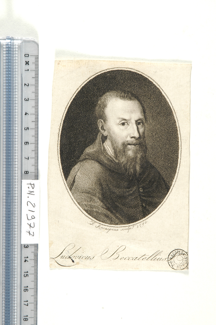 ritratto di Lodovico Beccatelli (stampa smarginata) di Rosaspina Francesco (sec. XVIII)