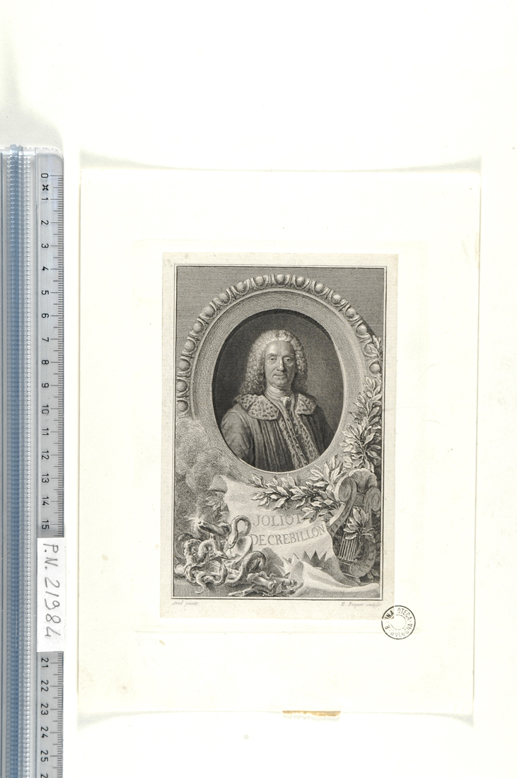 ritratto di Joliot de Crébillon (stampa smarginata) di Aved Jacques André Joseph, Ficquet Etienne (sec. XVIII)