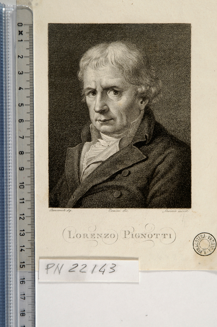 ritratto di Lorenzo Pignotti (stampa smarginata) di Lasinio Carlo, Ermini Pietro, Benvenuti Pietro (secc. XVIII/ XIX)