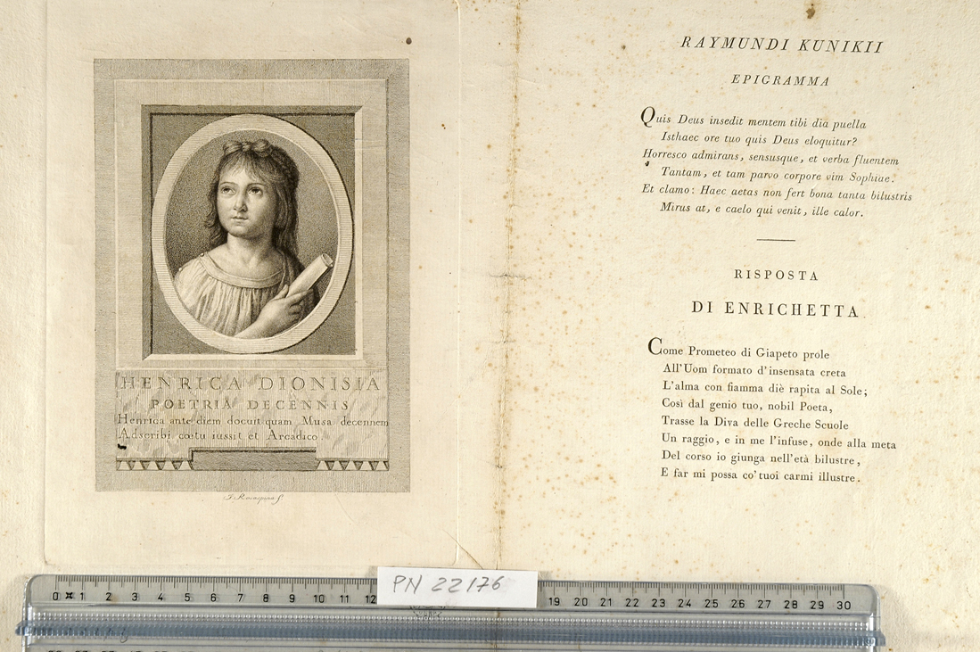 ritratto di Enrica Dionisia (stampa) di Rosaspina Francesco (sec. XVIII)
