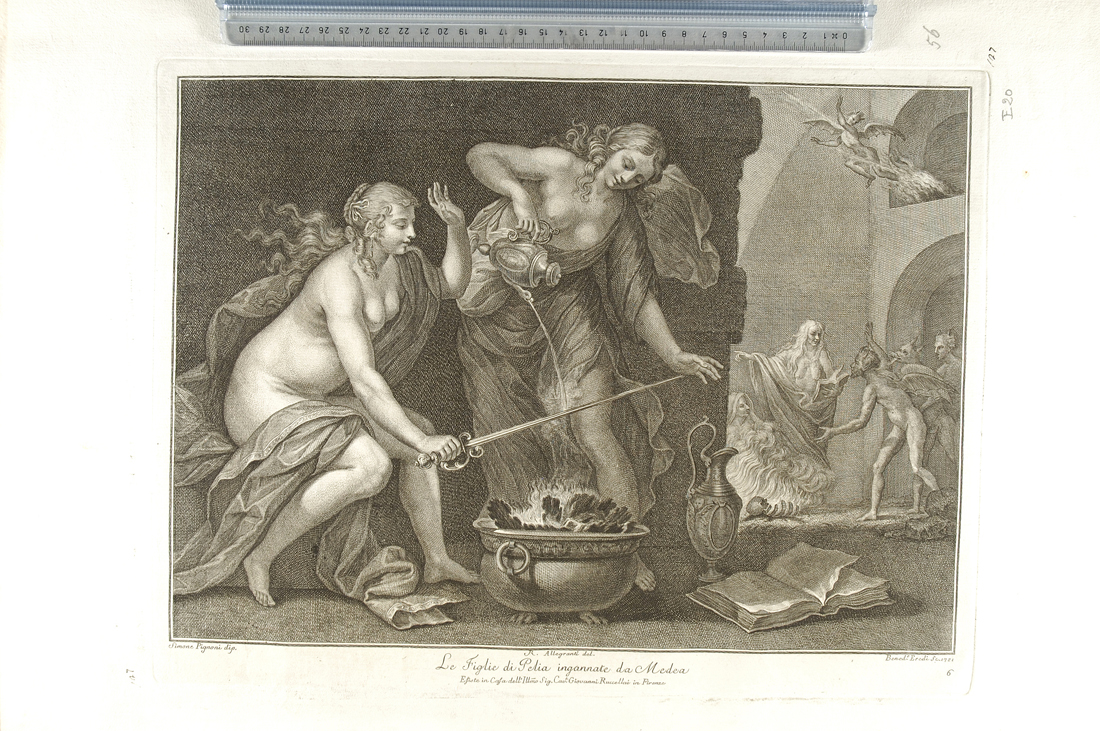 Le figlie di Pelia ingannate da Medea (stampa) di Eredi Benedetto, Allegranti Ranieri, Pignoni Simone (sec. XVIII)