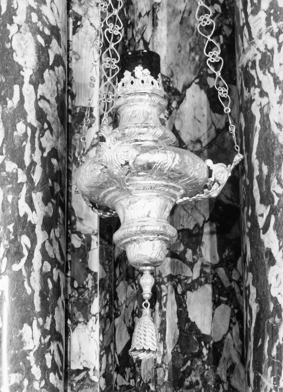 lampada pensile - a vaso - ambito emiliano-romagnolo (sec. XIX)