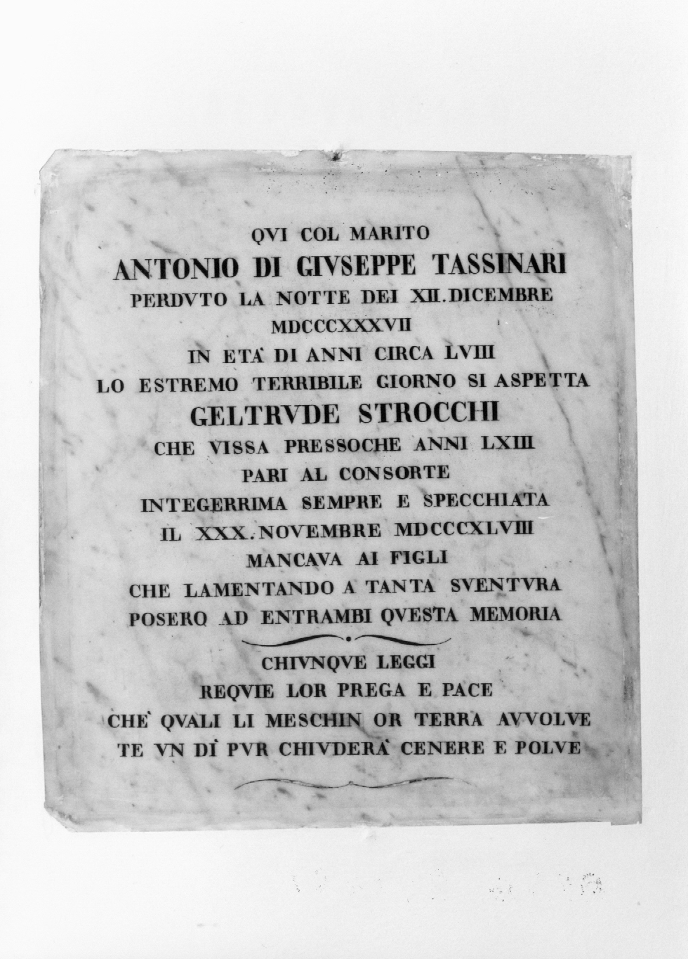 lapide tombale - ambito emiliano-romagnolo (metà sec. XIX)