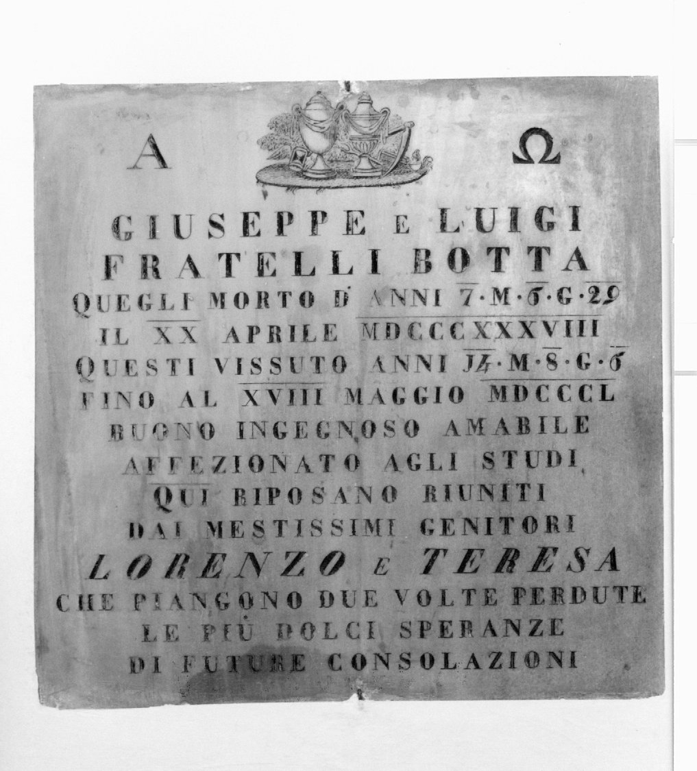 lapide tombale - ambito emiliano-romagnolo (metà sec. XIX)