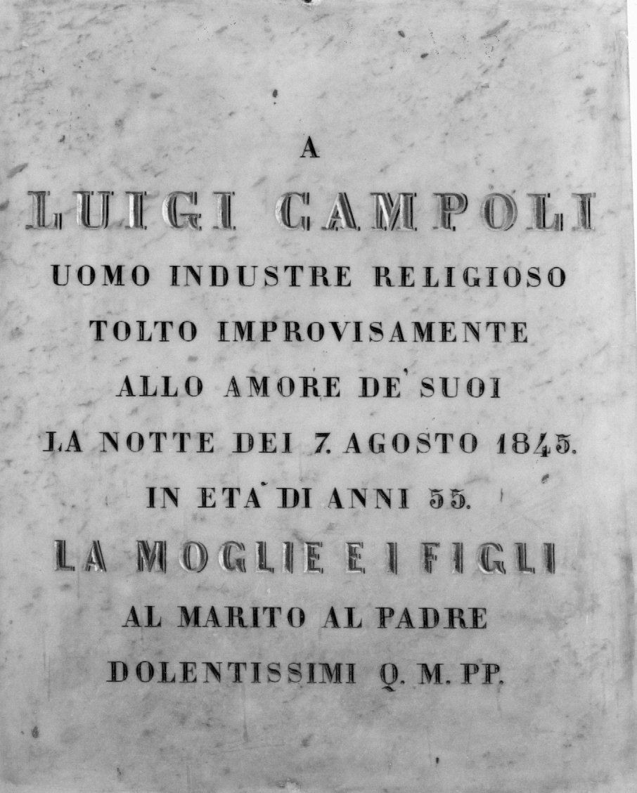 lapide tombale - ambito emiliano-romagnolo (metà sec. XIX)