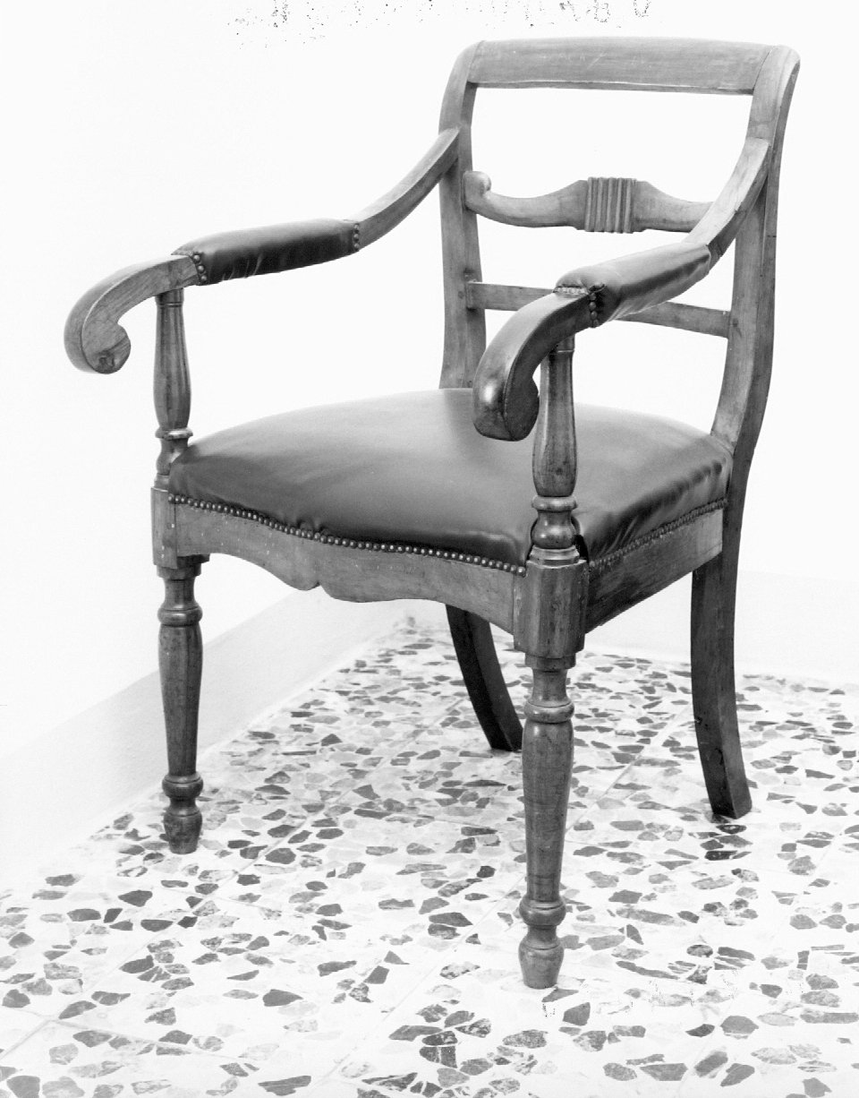 sedia - a braccioli - manifattura emiliano-romagnola (fine/inizio secc. XVIII/ XIX)
