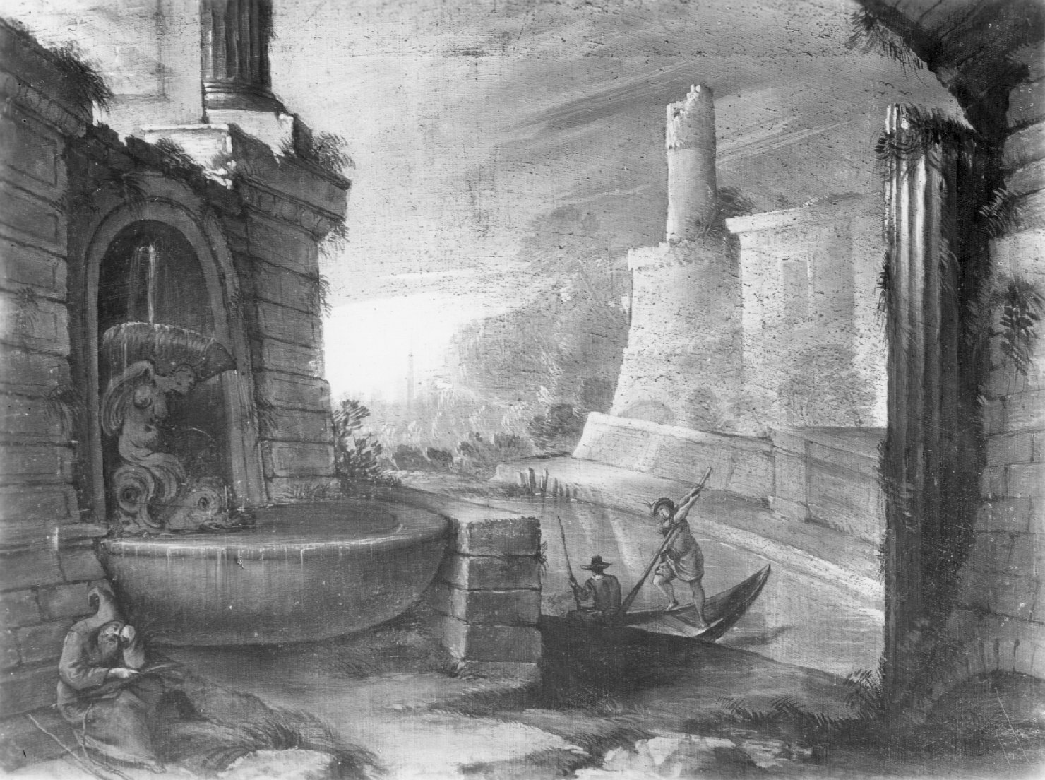 paesaggio con figure (dipinto) di Mitelli Giuseppe Maria (sec. XVII)