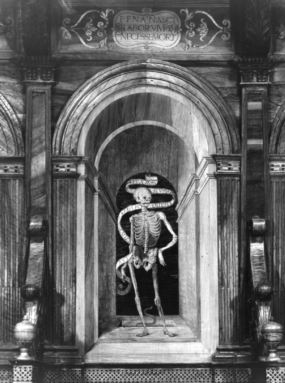 scheletro (decorazione a intarsio, elemento d'insieme) di De Marchi Biagio (sec. XVI)