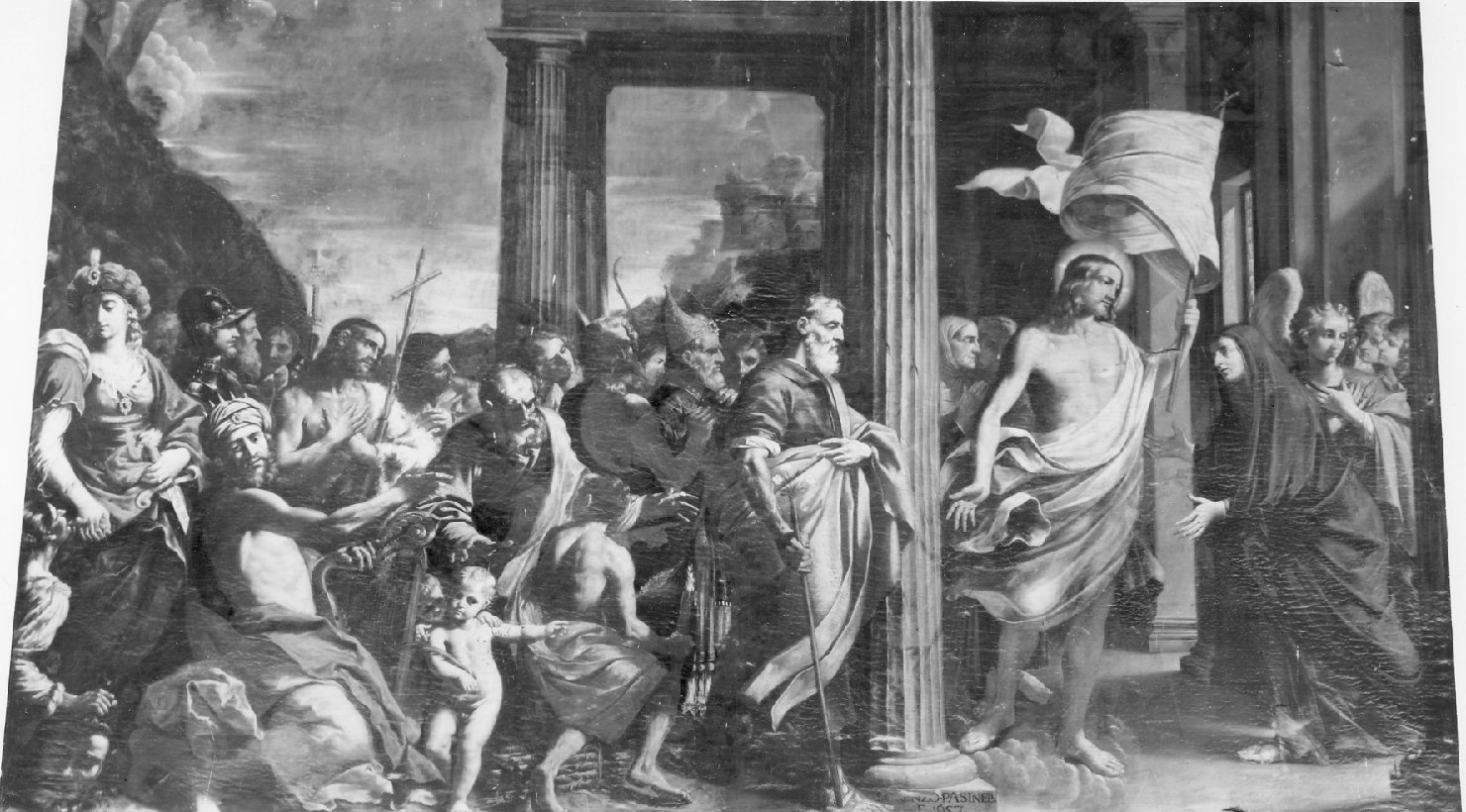 Cristo risorto visita la madre con i santi Padri liberati dal Limbo (dipinto) di Pasinelli Lorenzo (sec. XVII)