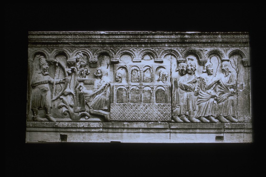Wiligelmo/ Uccisione di Caino e Arca di Noè/ Modena/ Duomo (diapositiva) di Wiligelmo, Croci, Felice (ditta) (XX)