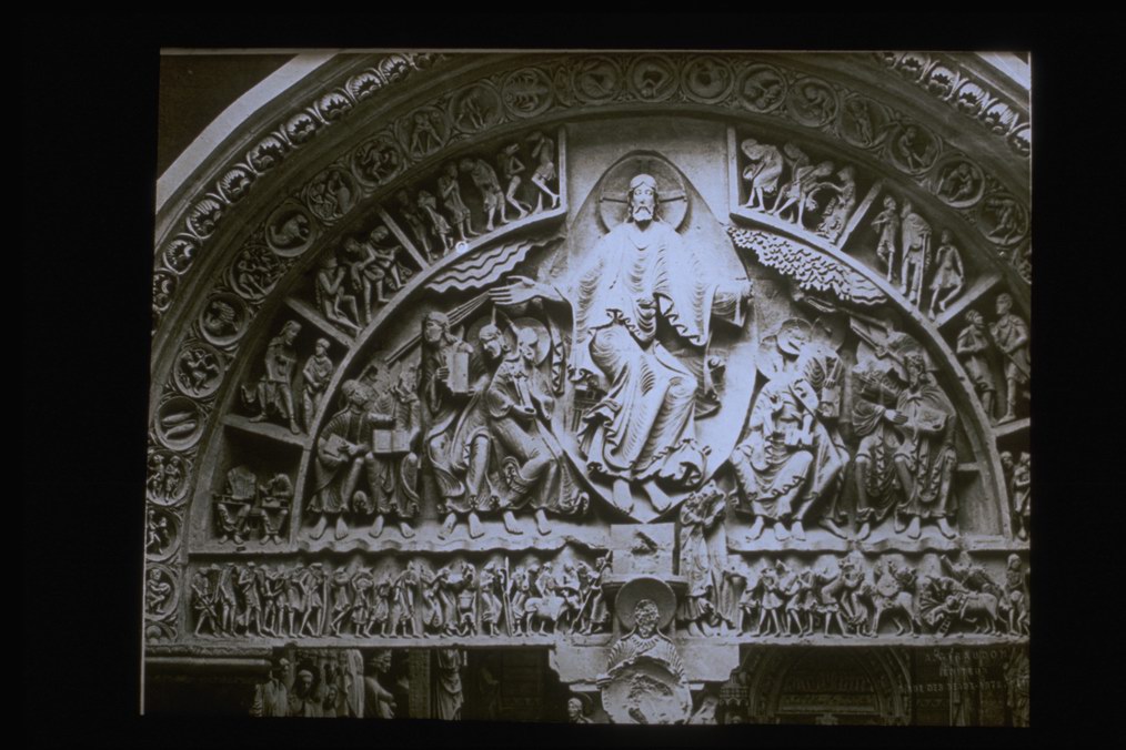 Anonimo romanico/ scultura/ lunetta/ Giudizio universale/ Vézelay/ Duomo (diapositiva) di Croci, Felice (ditta) - ambito romanico (XX)