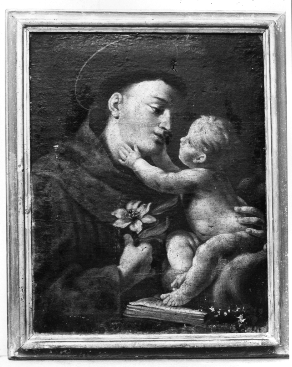 Sant'Antonio da Padova con il Bambino (dipinto) - scuola emiliana (prima metà sec. XVII)